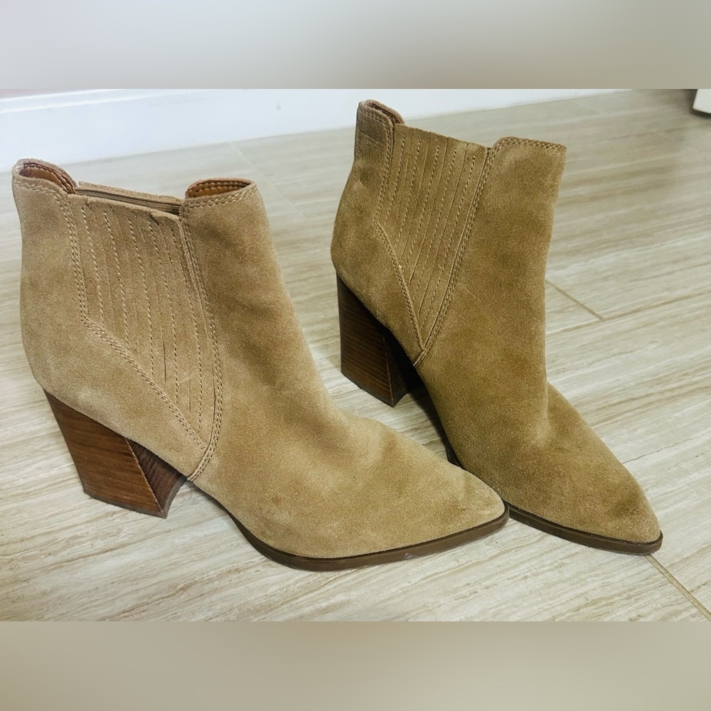 Marc Fisher Camel Suede Ankle Booties